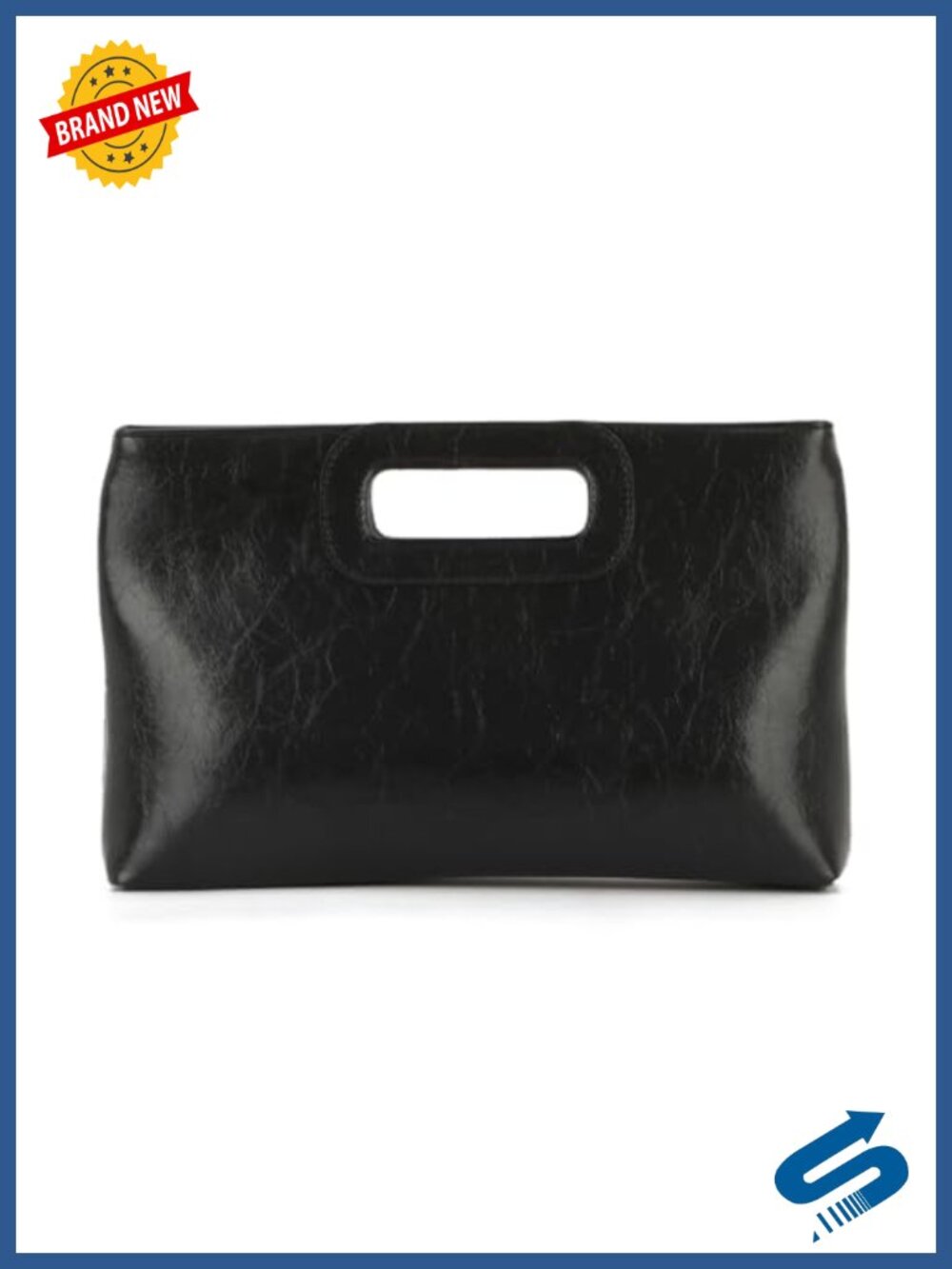 Women's Clutch Purse Evening Bag with Chain - Faux Leather Top Handle Handbag